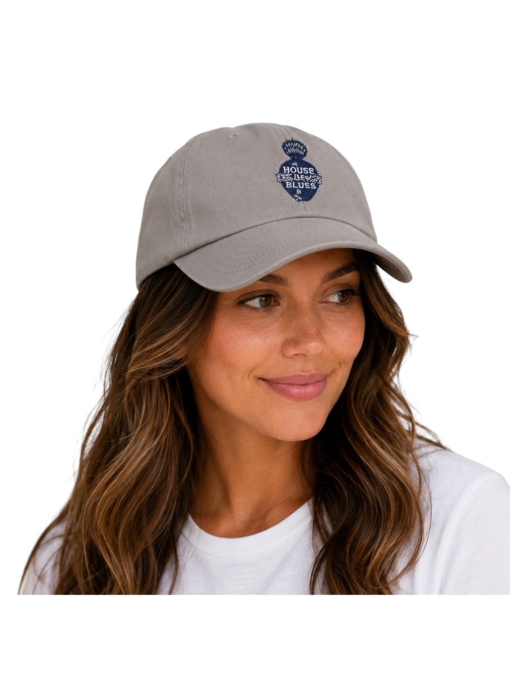 House of Blues Gray Adjustable Dad Hat Embroidered Logo Est. 1992 Cotton Cap